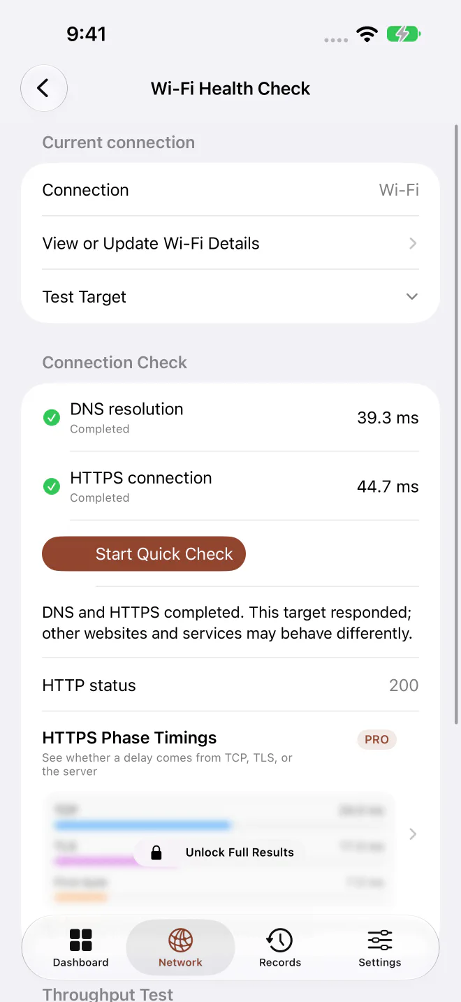 Syscope 已完成的 DNS 與 HTTPS 連線健檢。